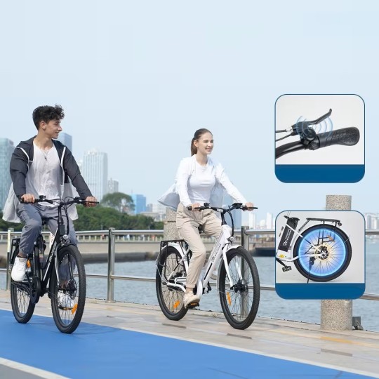 Vélo Electrique Adulte avec Pneu 26'' 36V 12Ah EVERCROSS - EK8S Noir